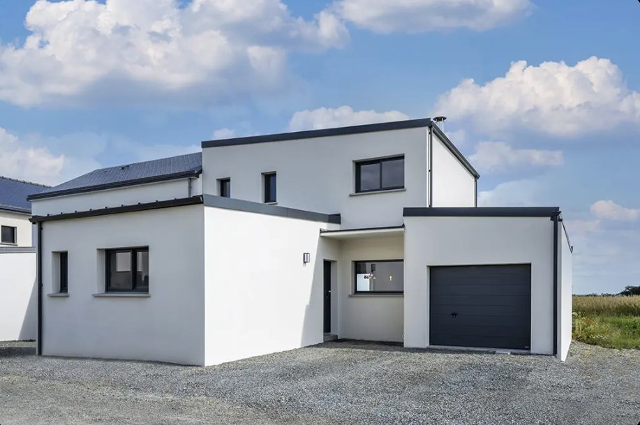 Pavillon façade rénovée enduit blanc propre