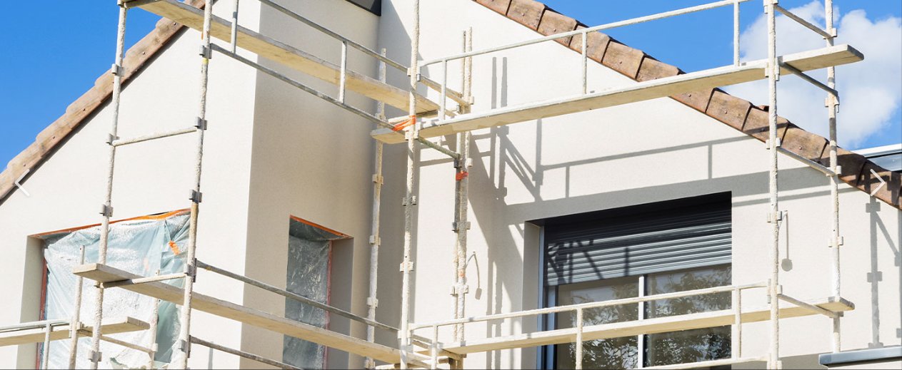 Rénovation extérieure façade échafaudage travaux
